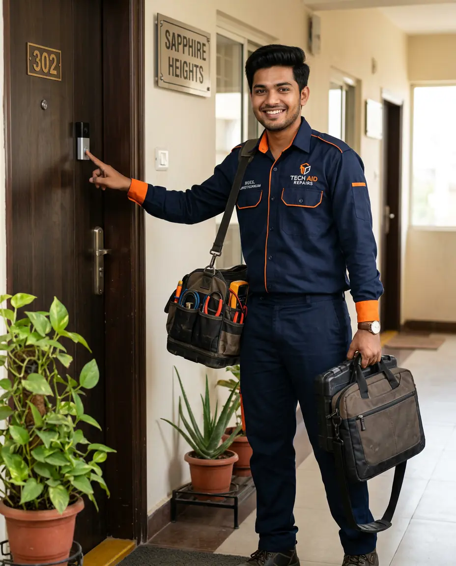 Fix Point technician arriving for a doorstep repair